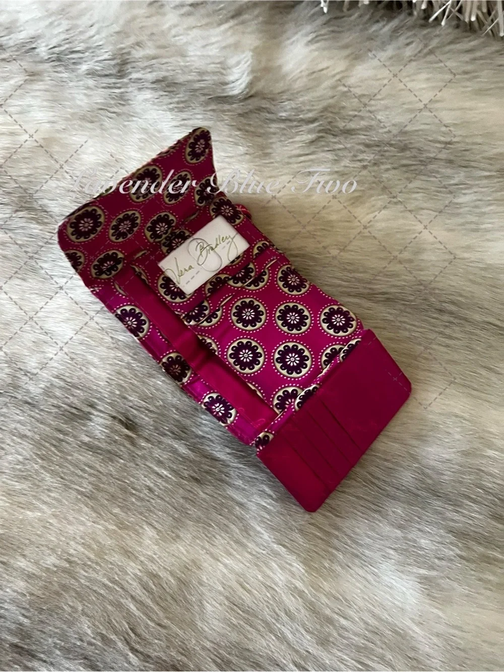 VERA BRADLEY Very Berry Paisley 2010 Trifold Euro Wallet Pink Purple Y2K